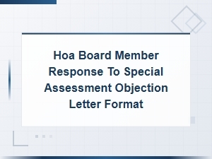 Hoa Board Response to Special Assessment Objection