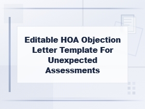 Hoa Objection Letter Template for Unexpected Assessments